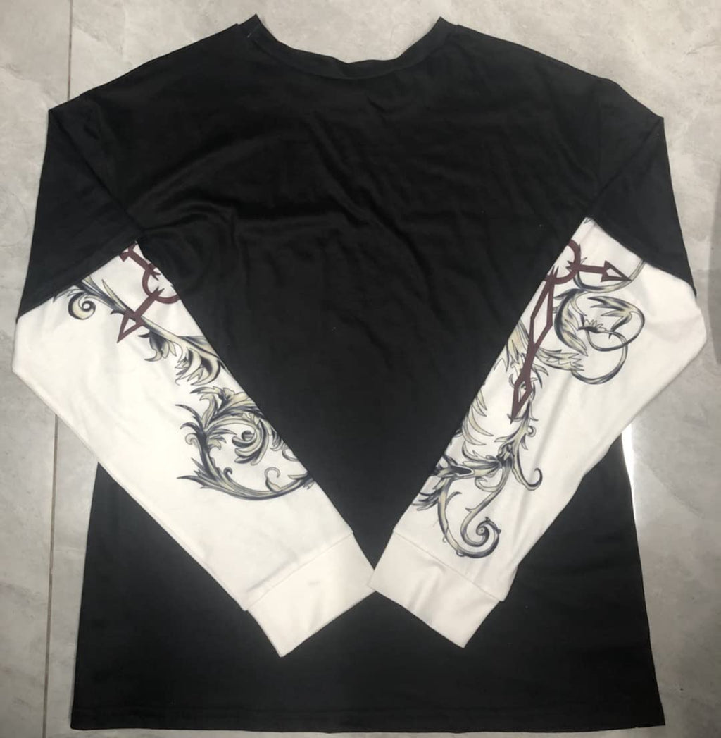 Goth Shirt Gothic Shirt Fake Two-Piece Alternative Clothing Goth Long Sleeve Top Grunge Clothes