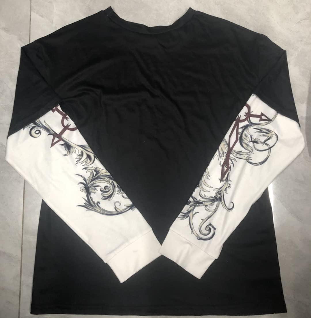 Goth Shirt Gothic Shirt Fake Two-Piece Alternative Clothing Goth Long Sleeve Top Grunge Clothes