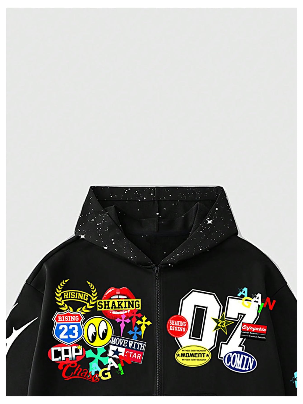 SOLY HUX Men's Graphic Oversized Hoodies Y2k Zip Up Long Sleeve Hooded Sweatshirt Jacket Streetwear