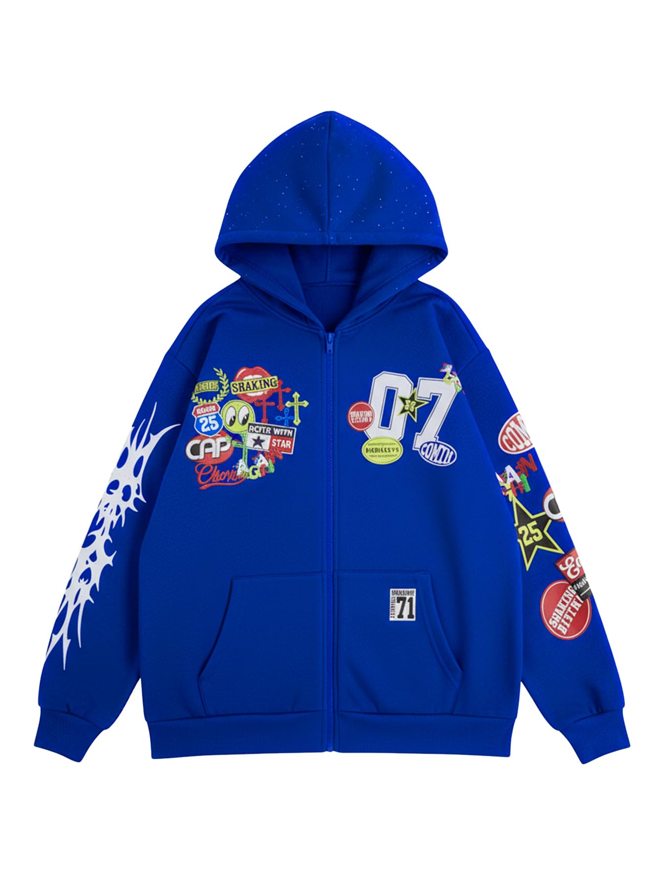 SOLY HUX Men's Graphic Oversized Hoodies Y2k Zip Up Long Sleeve Hooded Sweatshirt Jacket Streetwear