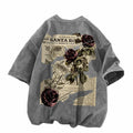 Dynict Unisex Y2k T-Shirt Rose Letter Print Oversized Graphic Tees Short Sleeve Gothic T-Shirts Grunge Clothes