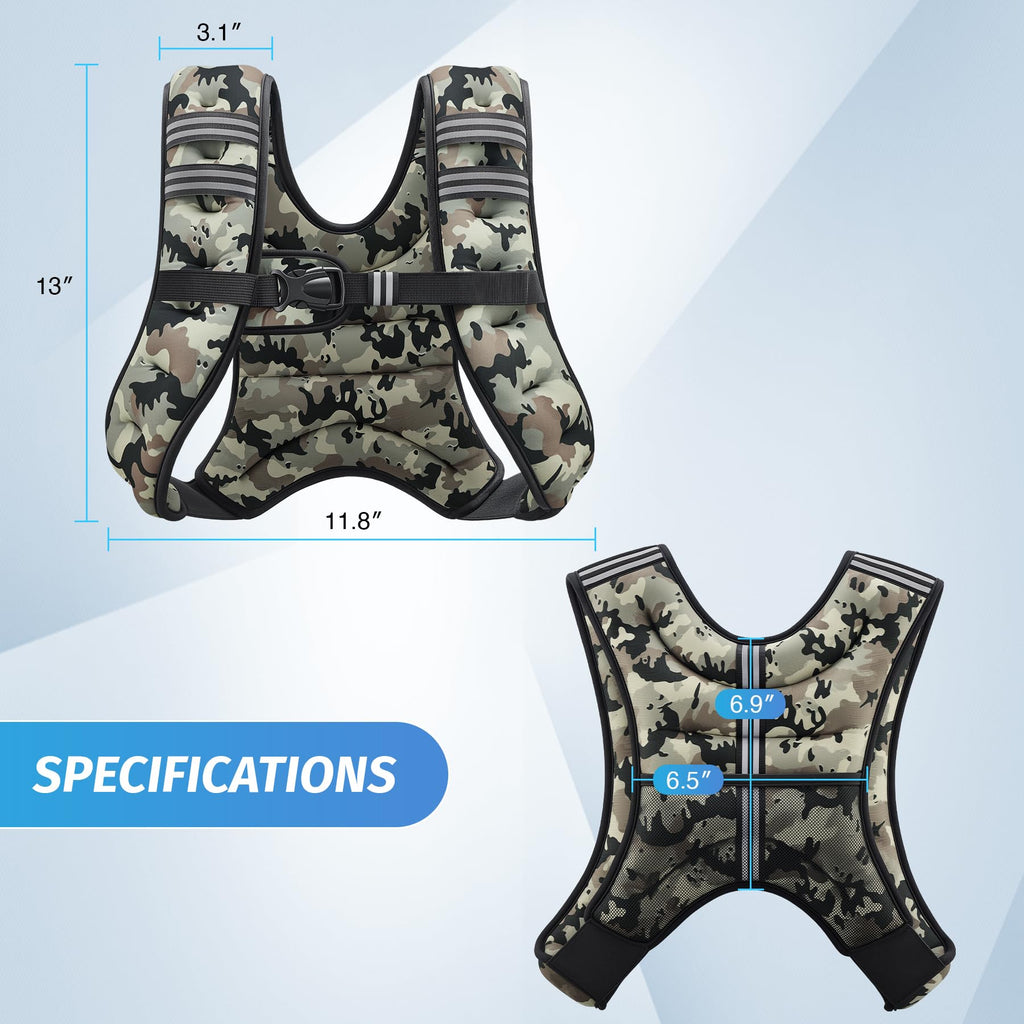 ZELUS Weighted Vest, 6lb/8lb/12lb/16lb/20lb/25lb/30lb Weight Vest with Reflective Stripe for Workout, Strength Training, Running, Fitness, Muscle Building, Weight Loss, Weightlifting