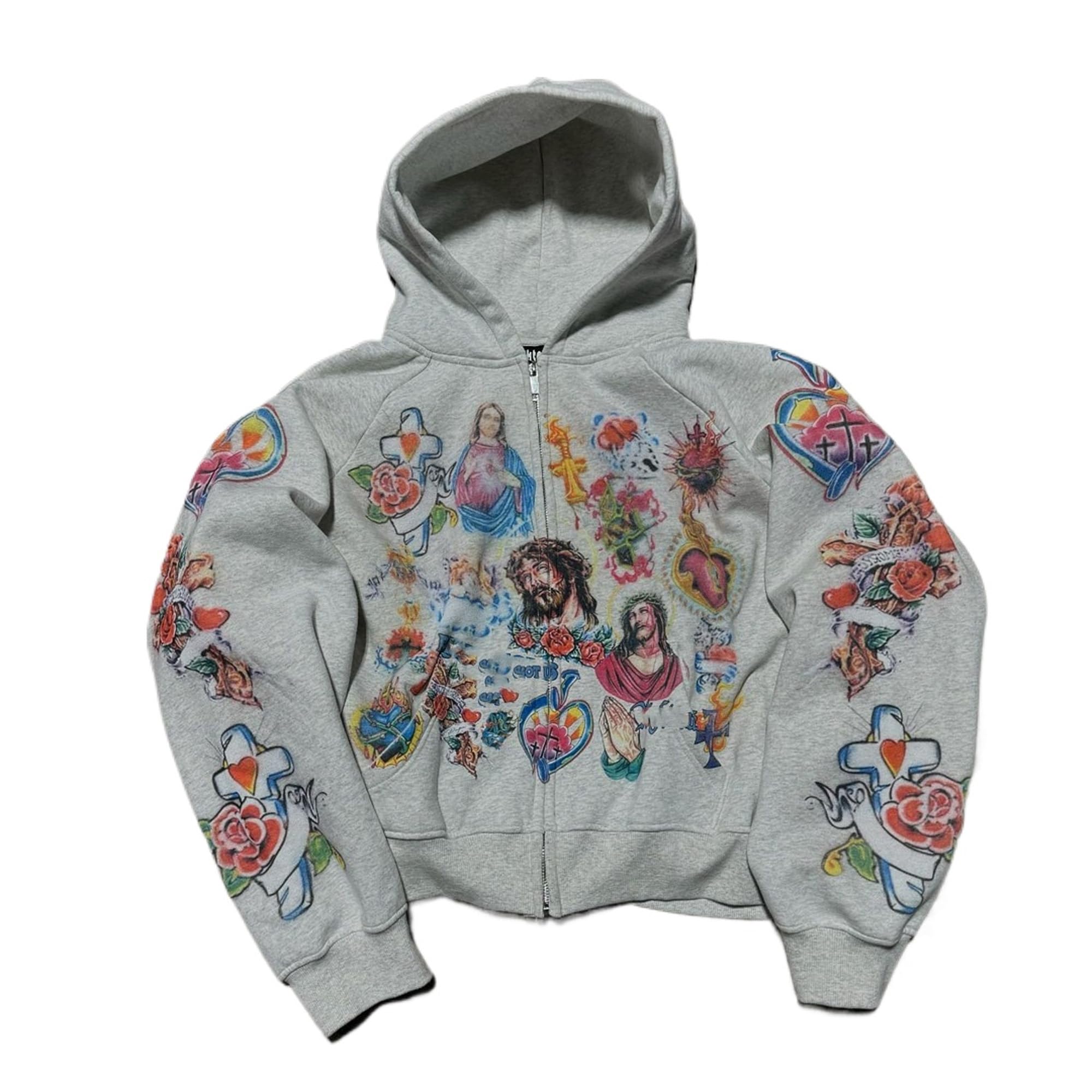 Grunge Vintage Clothes Y2k Zip Up Hoodie Streetwear Men Women Graphic Oversized Rapper Hooded Sweatshirts