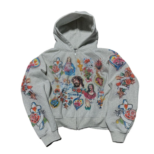 Grunge Vintage Clothes Y2k Zip Up Hoodie Streetwear Men Women Graphic Oversized Rapper Hooded Sweatshirts