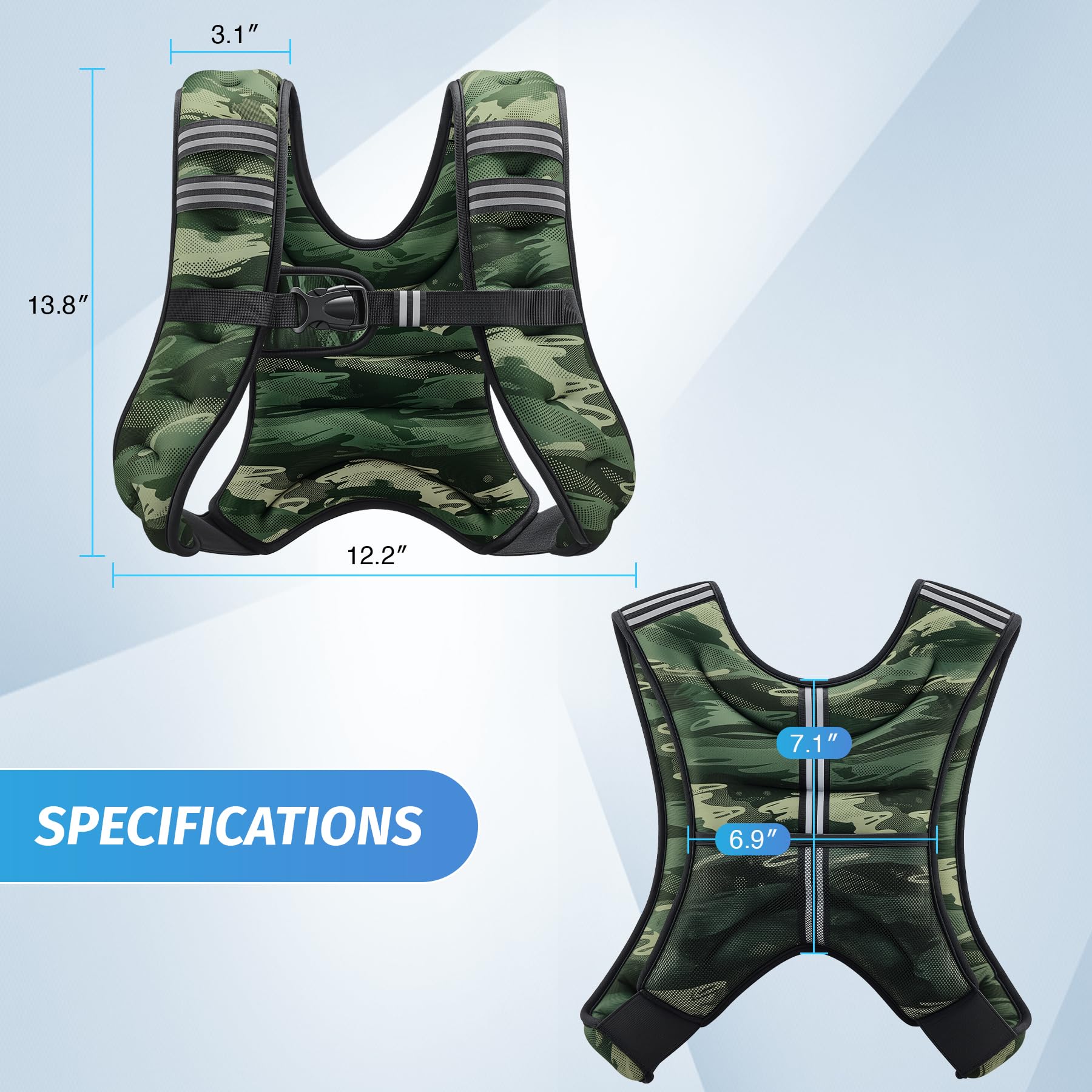 ZELUS Weighted Vest, 6lb/8lb/12lb/16lb/20lb/25lb/30lb Weight Vest with Reflective Stripe for Workout, Strength Training, Running, Fitness, Muscle Building, Weight Loss, Weightlifting