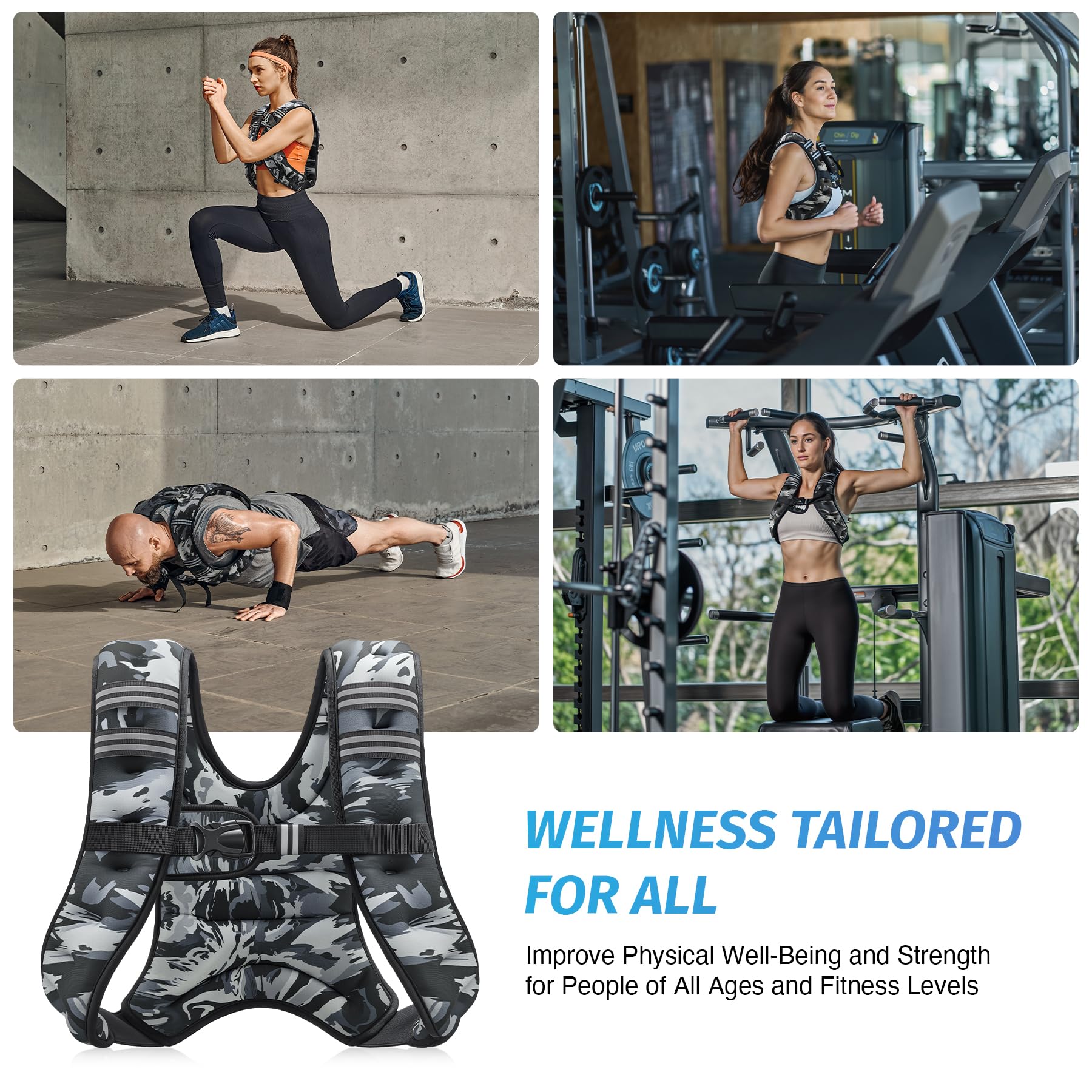 ZELUS Weighted Vest, 6lb/8lb/12lb/16lb/20lb/25lb/30lb Weight Vest with Reflective Stripe for Workout, Strength Training, Running, Fitness, Muscle Building, Weight Loss, Weightlifting