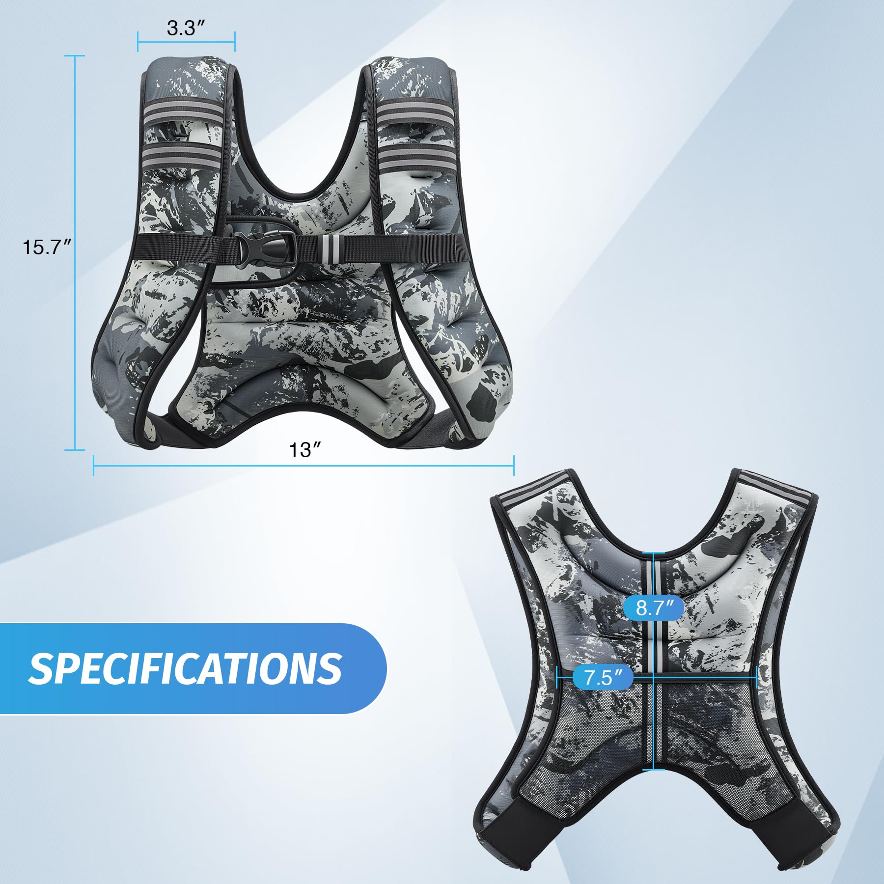 ZELUS Weighted Vest, 6lb/8lb/12lb/16lb/20lb/25lb/30lb Weight Vest with Reflective Stripe for Workout, Strength Training, Running, Fitness, Muscle Building, Weight Loss, Weightlifting